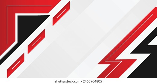 Red and black minimal geometric tech white background vector