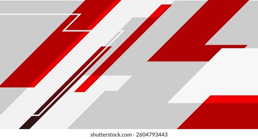 Red and black minimal geometric tech white background vector