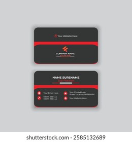 Red and black modern  business card and name card design. simple and clean template vector.