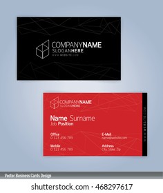 Red and Black modern business card template, Illustration Vector 10