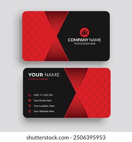 Red black modern creative business card and Flat design vector abstract creative - Vector
