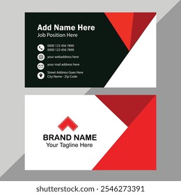 Red and black modern creative business card and name card ,horizontal simple clean template 