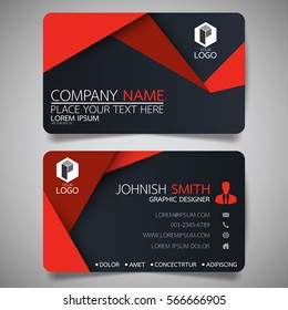 Red and black modern creative business card and name card,horizontal simple clean template vector design, layout in rectangle size.