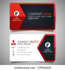 Red and black modern creative business card and name card,horizontal simple clean template vector design, layout in rectangle size.