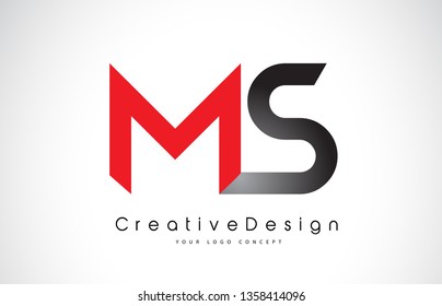 Red and Black MS M S Letter Logo Design in Black Colors. Creative Modern Letters Vector Icon Logo Illustration.