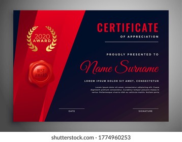 diseño de plantilla de certificados multipropósito rojo y negro