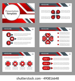 Red and black multipurpose Infographic elements and icon presentation template flat design set for marketing