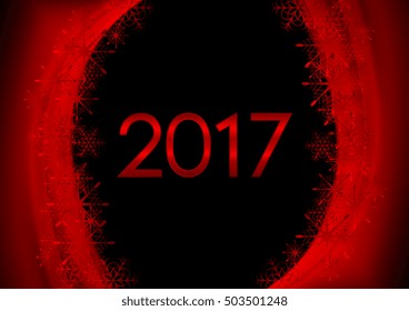 Fondo ondulado abstracto del año nuevo rojo negro 2017. Diseño vectorial de tarjeta de felicitación