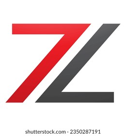 Red and Black Number 7 Shaped Letter Z Icon on a White Background