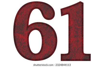 Rojo Y Negro Número Sesenta Y Un Vector Ilustración. Número 61 Con Textura Grunge