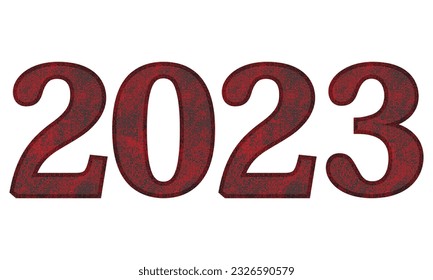 Red And Black Number Two Thousand Twenty-Three Vector Illustration. Number 2023 With Grunge Texture