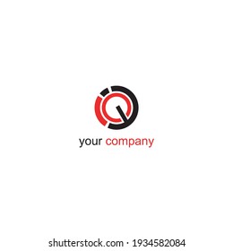 logotipo de diseño de forma O rojo y negro