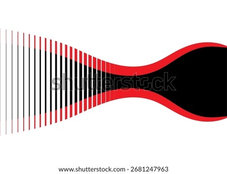 Red and black on white background vector pattern of curved thick lines. Sport striped design element for advertising, packaging, covers. Striped Vector background. Place for text