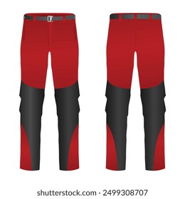 Red and black outdoor hiking pants template