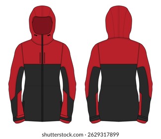 Red and black outdoor jacket mockup