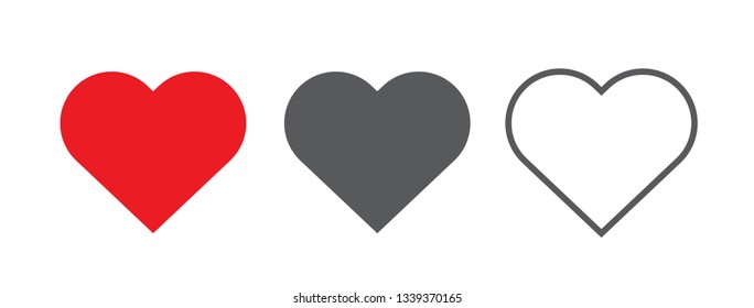 Red, black and outline heart icon, love icon