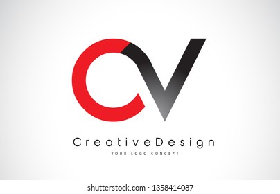 Red and Black OV O V Letter Logo Design in Black Colors. Creative Modern Letters Vector Icon Logo Illustration.