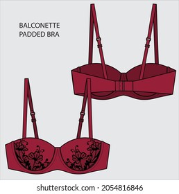 RED AND BLACK PADDED BRA FOR WOMEN