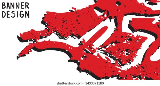 Red black paint spots on white background