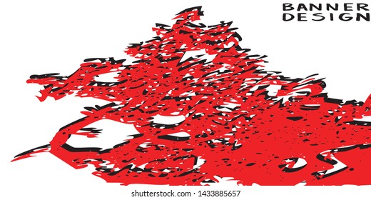 Red black paint spots on white background