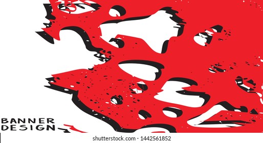 Red black paint spots on white background
