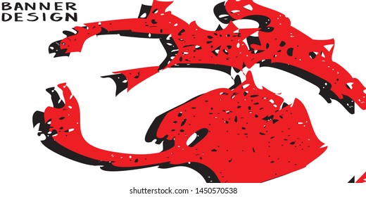 Red black paint spots on white background