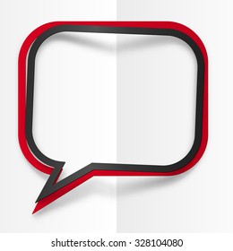 Red and black paper with shadow round speech bubbles vector frame
