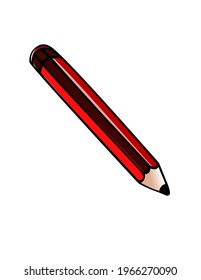 Red and black Pencil white background