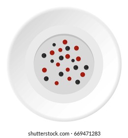 Red and black peppercorns icon in flat circle isolated on white background vector illustration for web