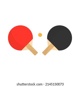 Red and black ping pong bats and orange ping pong balls .isolated on white background ,Vector illustration EPS 10