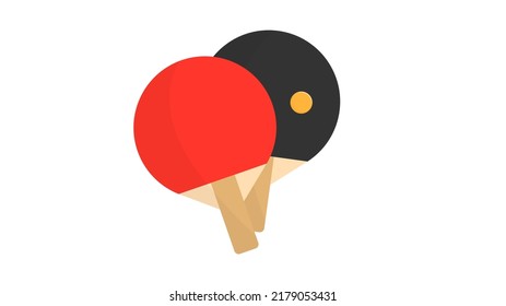 Red and black ping pong bats and orange ping pong balls .isolated on white background   ,Vector illustration EPS 10