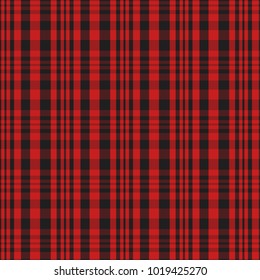 Red and black plaid pattern vector illustration.