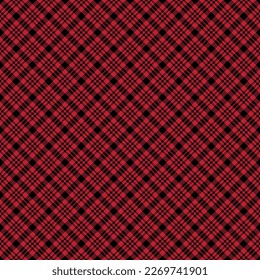 Red and Black Plaid Seamless Pattern - Colorful and bright plaid repeating pattern design