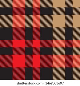 Red and Black Plaid Tartan Seamless Print Pattern
