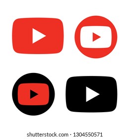 vector de icono del botón de reproducción rojo y negro. reproducir logotipo de vídeo