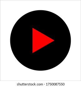 red and black play button icon vector. play video. color ediatble