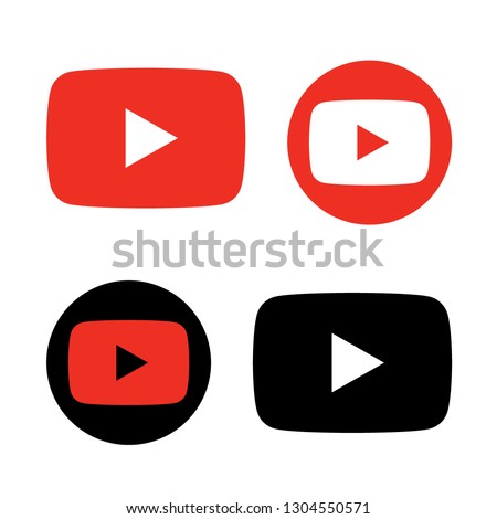 red and black play button icon vector. play video logo