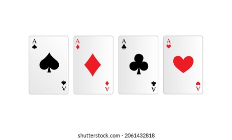 Red and black playing poker card suit: heart, club, diamond and spade vector illustration.