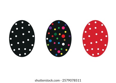 Red and Black Polka dots Eggs vector Illustration On white background
