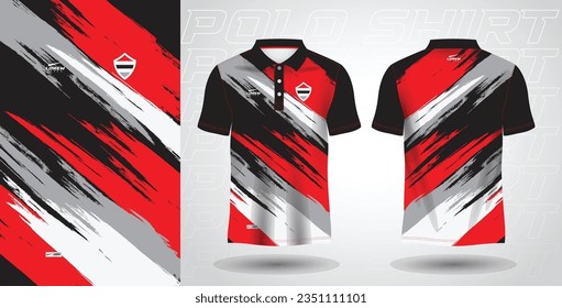 red and black polo sport shirt sublimation jersey template