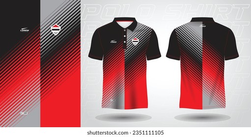 red and black polo sport shirt sublimation jersey template