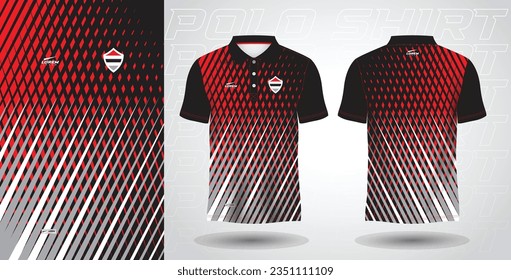 red and black polo sport shirt sublimation jersey template