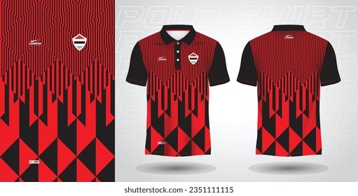 red and black polo sport shirt sublimation jersey template