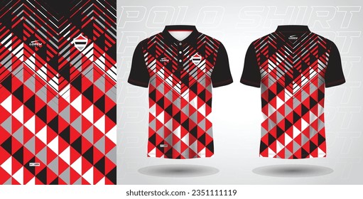 red and black polo sport shirt sublimation jersey template