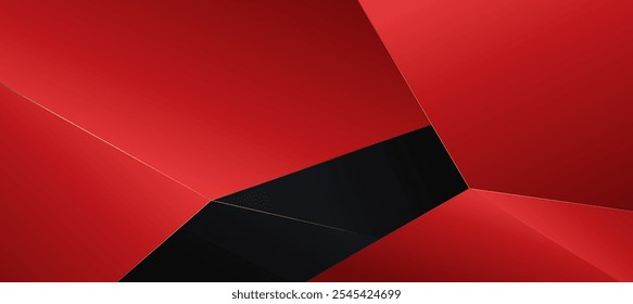 Ilustración vectorial de fondo elegante abstracta del polígono negro rojo, producto del negocio del Anuncio presente