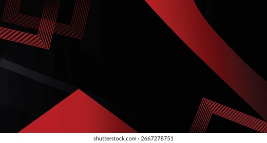 Fundo polígono preto vermelho com um mínimo de abstrato elegante.