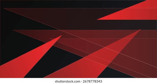Fondo de polígono negro rojo con Vector de fondo elegante abstracto mínimo

