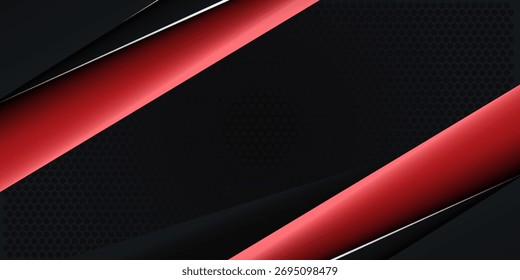 Fondo de polígono negro rojo con Vector de fondo elegante abstracto mínimo

