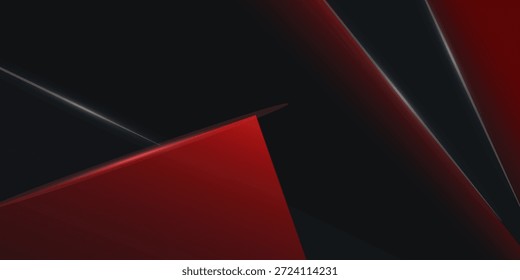 Fondo de polígono negro rojo con Vector de fondo elegante abstracto mínimo