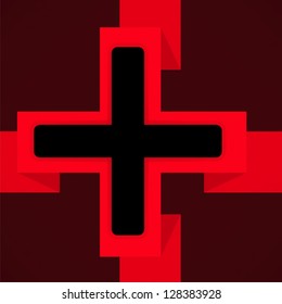 Red and black poster with cross
